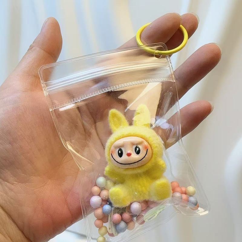 跨境新款透明防尘袋拉布布labubu娃包挂件钥匙扣遛娃包饰可爱潮玩|undefined