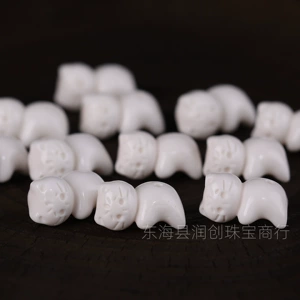 Camel bone carved lying cat spacer beads DIY handmade craft Buddhist bead bracelet accessories