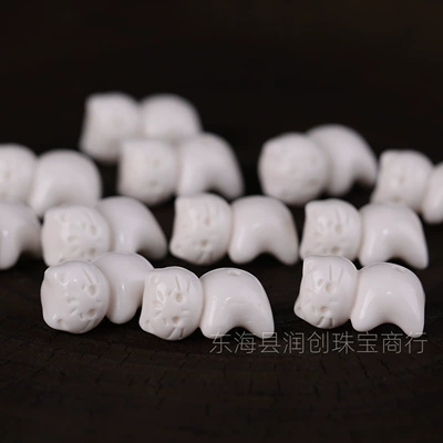 Camel bone carved lying cat spacer beads DIY handmade craft Buddhist bead bracelet accessories