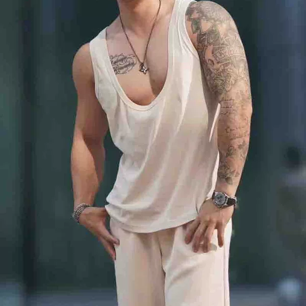Fitness high elastic low collar vest Korean style American fitness quick-drying vest