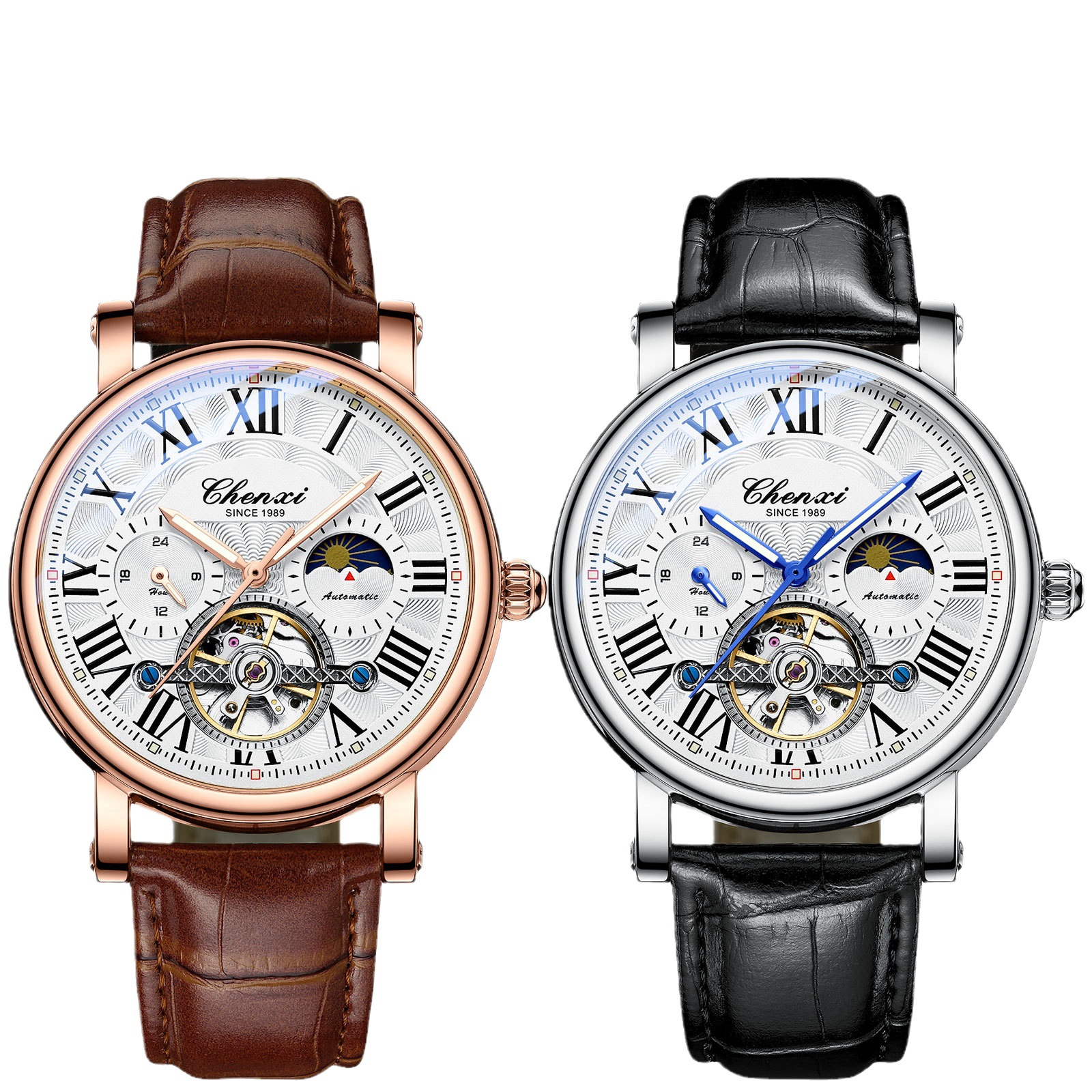 Chenxi hombres de negocios reloj mecánico automático de alta gama hueco volante luminoso reloj mecánico impermeable reloj mecánico 8873