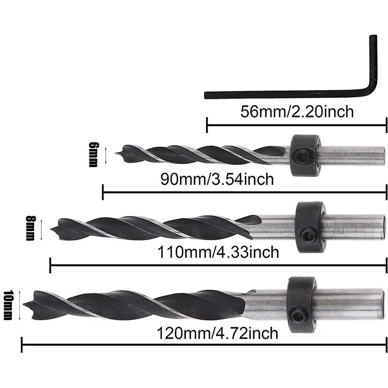 3-12 woodworking drill bit three-point drill hole drilling tool clear side drill straight shank twist drill inclined hole locator