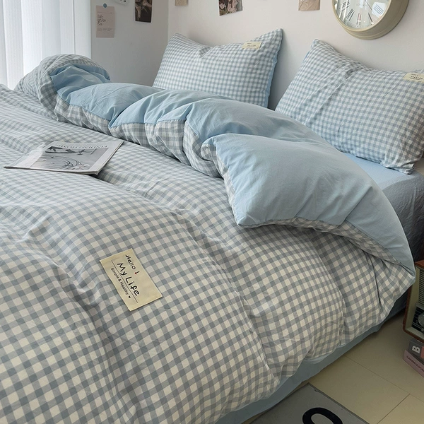 Super soft ins-blue grid light blue