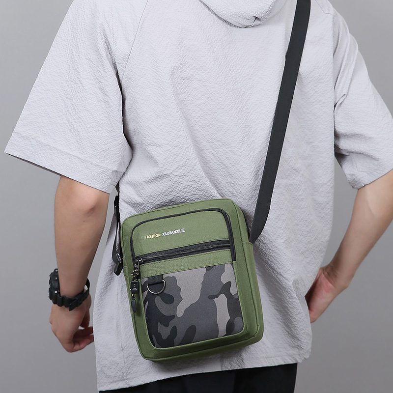 Cross-border nuevo bolso de hombre con cremallera de tres capas, bolso de hombre casual de gran capacidad de nylon, bolso de hombro de moda universal