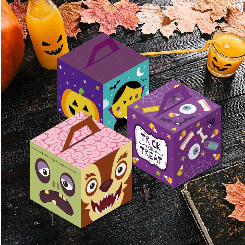 Nueva decoración del Partido de Halloween caja embalaje caramelo creativo calabaza caramelo galleta regalo portátil cartón