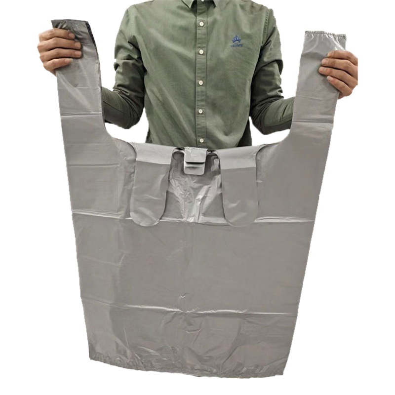 Gris plata gran bolsa de plástico bolsa de chaleco engrosada gran ropa embalaje logística bolsa de almacenamiento portátil bolsa grande