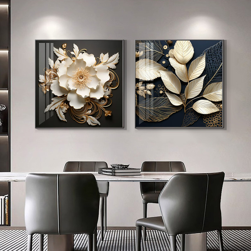 Nuevo lujo ligero atmósfera del restaurante cuelgan pinturas de alta sensación de sala de estar mural dormitorio pintura de cabezal de cama cuadrada pintura decorativa tridimensional image 1