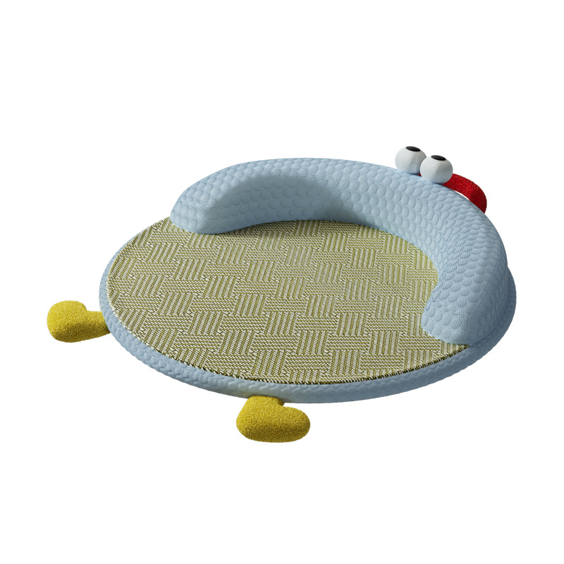 Gatos, primavera y verano, refrescarse, ojos grandes, lindo tapete de ratán, tapete de sofá de gato, tapete de perrera, suministros para nidos para mascotas