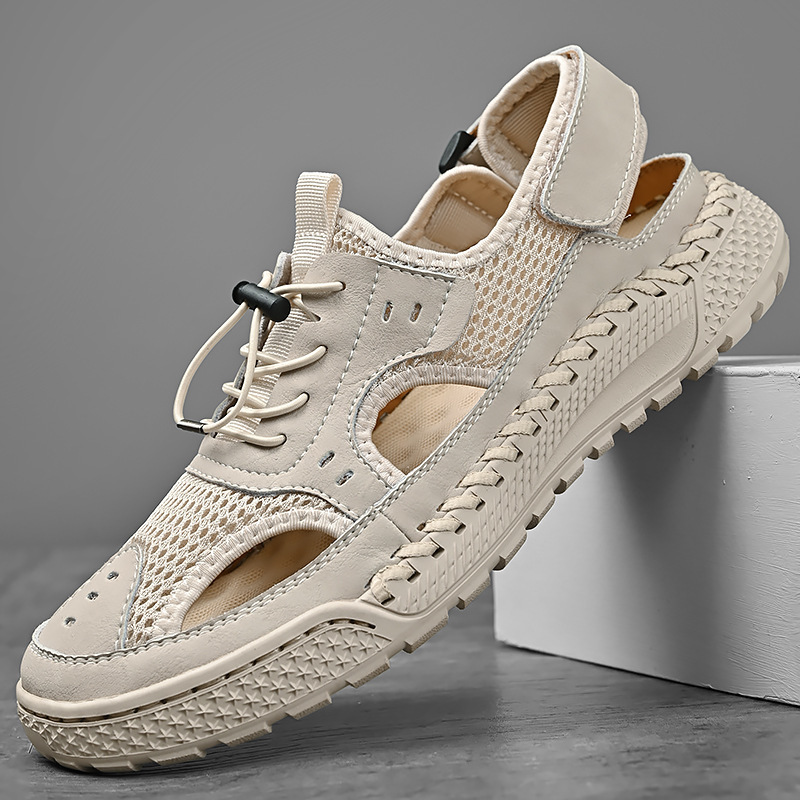 2024 verano ocio versátil zapatos de hombre tendencia de comercio exterior zapatos de playa transpirables zapatos de cuero para hombres zapatos agujeros agujeros