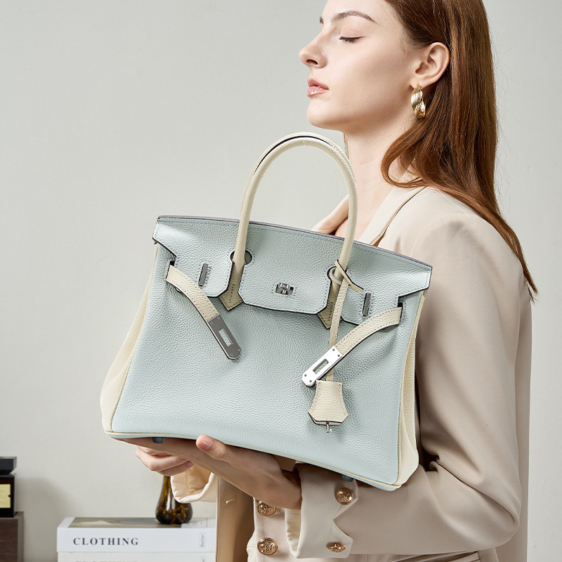 Kelly Birkin Bag Togo Leather Niche High-End Notebook New Model Women's Large-Capacity Spring and Summer Commuter Handbag Kelly Birkin Bag Togo Leather Niche High-End Notebook New Model Women's Large-Capacity Spring and Summer Commuter Handbag