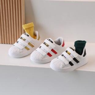 Children's Sports Shoes 2024 Spring New Girls' Sneakers Casual Boys' Shoes Shell Toe White Shoes Spring & Fall