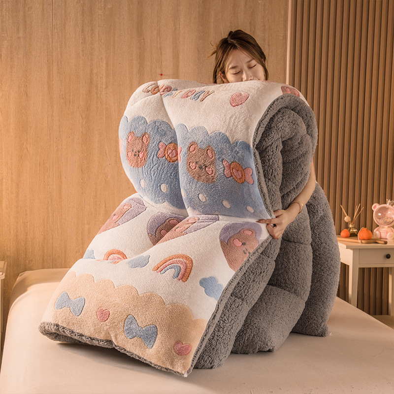 winter keep warm Snowflake The quilt core Flannel Double quilt student Single thickening crystal Winter quilt wholesale