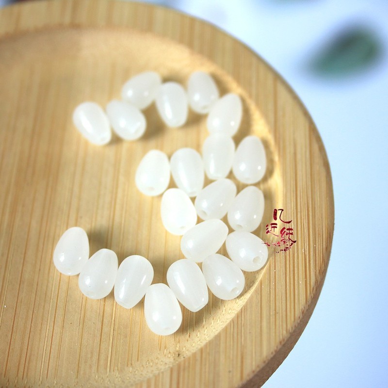 直孔仿玉石水滴琉璃玻璃水滴珠散珠发簪饰品配件材料|undefined