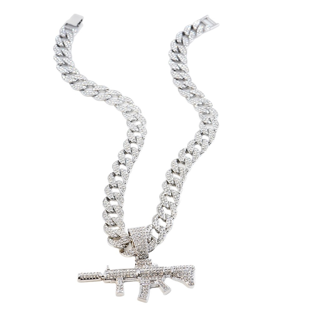 Hip-hop transfronterizo M4 colgante de diamante completo collar cubano para hombres cool nicho con accesorios de venta caliente de personalidad europea y americana image 6