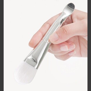 New Recommended Double-Headed Tongue-Shaped Portable Makeup Brush for Beauty, Facial Mask Brush with Scoop, Soft-Bristled Silicone Brush