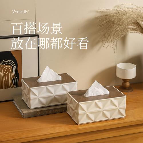 Luxury Paper Towel Box with Wood Lid, Multifunctional Napkin Holder for Living Room, Dining Table, Coffee Table - Elegant and Simple Square Paper Towel Holder