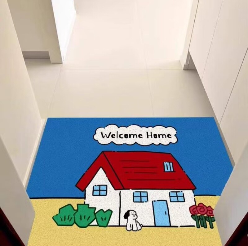 Cute Household Silk Loop Floor Mat in Ins Style for Entryway, Home Use for Scraping Sand and Dirt, Pvc Floor Mat, Can Be Cut to Size, Foot Mat