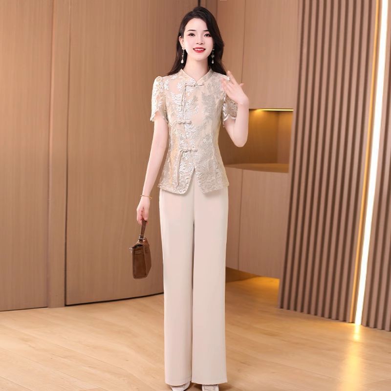 新中国風職業スーツ女性夏2025新型ファッション洋気貴夫人ブランド2点セット|undefined