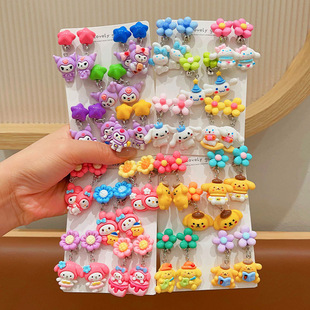 Children's Ear Clip Girls' Baby's Ear-free Pain-proof Earrings Super Cute Cute Princess Cartoon Pendant High-value Ear Stud