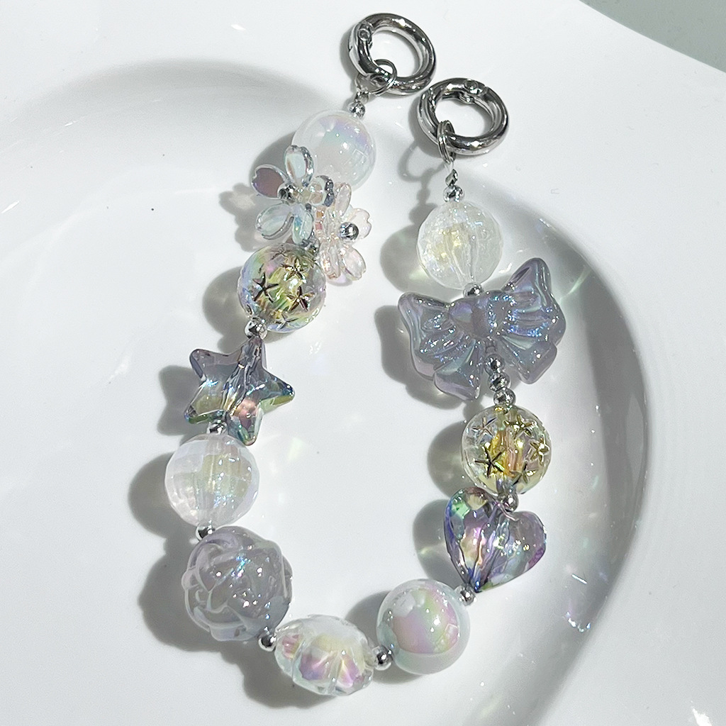 Transparente UV color mágico corte estrella de cinco puntas amor acrílico DIY pulsera material de cuentas accesorios de la joyería al por mayor