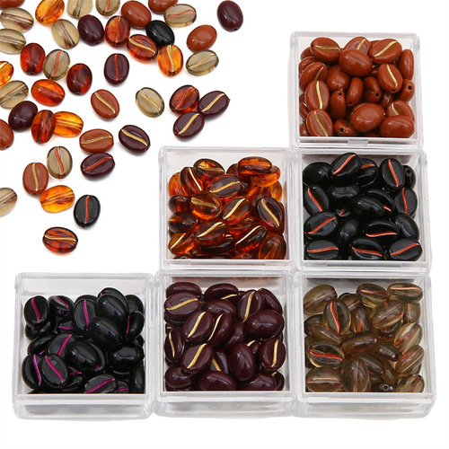 Acrylic gold-plated retro-style coffee bean beads scattered beads DIY jewelry accessories making string beads phone chain material