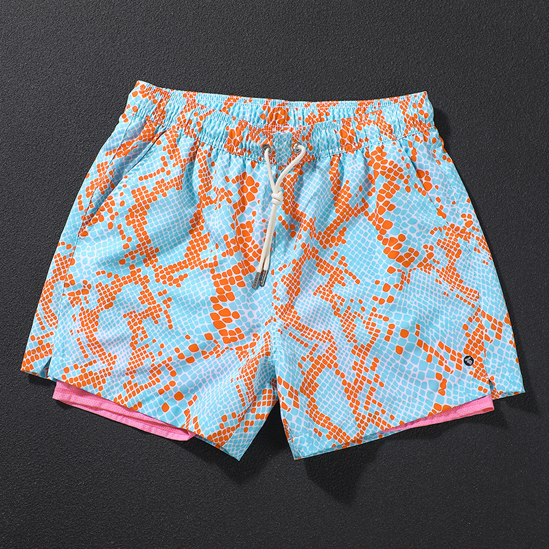 Men's Two-Piece Swim Briefs with Lining and Back Pocket for Hot Springs, Anti-Embarrassment, Three-Point Sports Swim Shorts