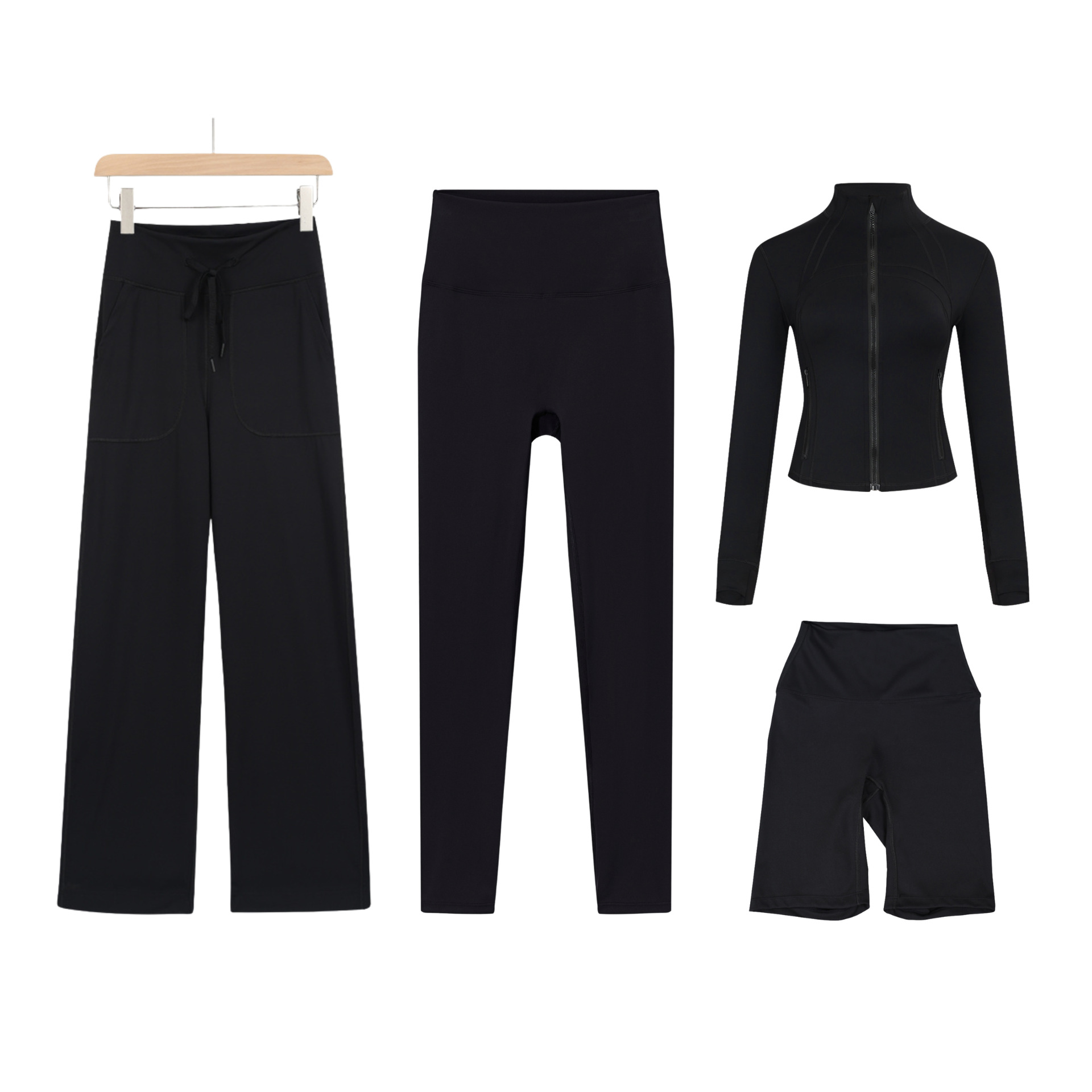 Women’s Four Piece Active Set With Cropped Pants And Jacket_voghion.com