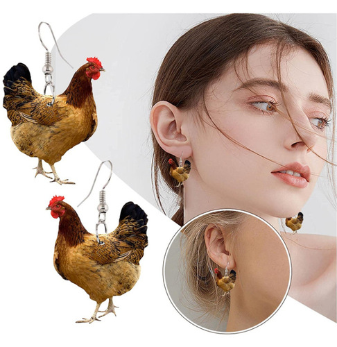 Cute cow fox tiger leopard chihuahua duck lion dachshund frog hen animal snail earrings