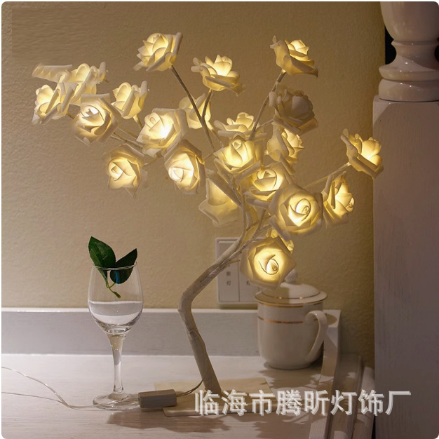 Luz de árbol LED rosa fruta ciruela color mariposa luz de abedul azul pálido hoja de arce huevo de oliva