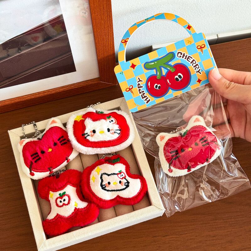 ぬいぐるみアップル猫キーホルダーかわいいガーリーハートバッグ装飾ペンダント高価値人形ペンダント|undefined