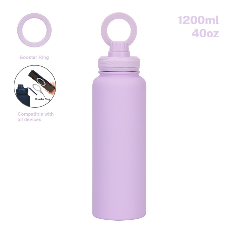 2025年 クロスボーダー 1200ml ステンレス製スポーツウォーターボトル 広口 ポータブル マグネット式ボトル アウトドアスポーツ 保温カップ|undefined