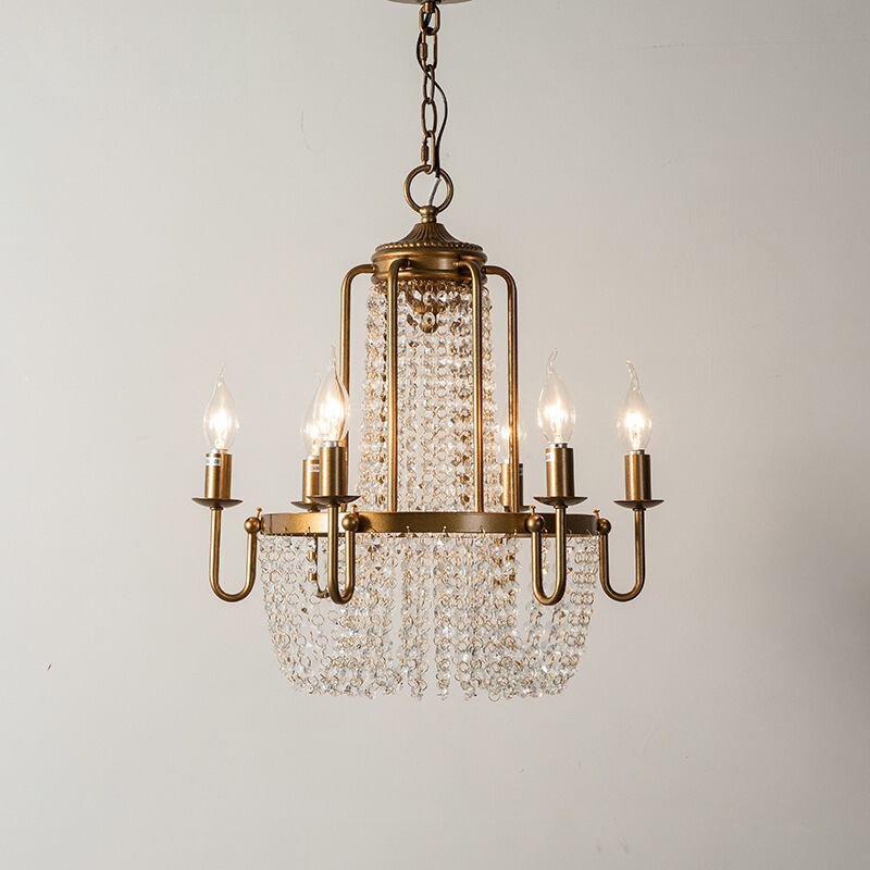 Manufacturer Supplies Vintage Restaurant Chandeliers, American Country-Style Villa Bedroom Simple Metal Distressed Living Room Crystal Chandeliers