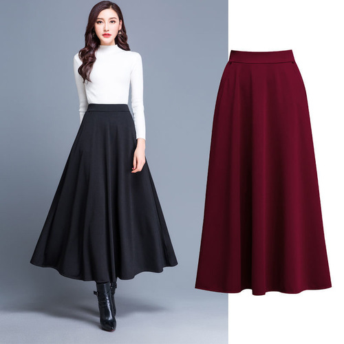 2024 half-length long skirt, large swing skirt, A-line skirt, high waist, slimming, all-match, Korean style, large size women