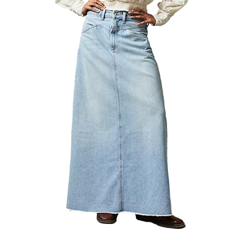 European and American Foreign Trade Cross-border Supply Summer Women's Loose Straight Casual Denim Skirt Long Skirt European and American Foreign Trade Cross-border Supply Summer Women's Loose Straight Casual Denim Skirt Long Skirt
