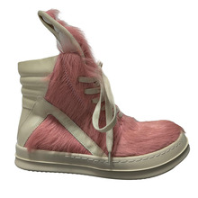 ro鞋真皮马毛倒三角高帮板鞋男欧美暗黑风休闲百搭厚底休闲鞋情侣