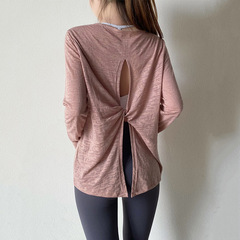 瑜伽服罩衫女春季新款遮屁股後開叉長袖速干T恤運動跑步健身上衣