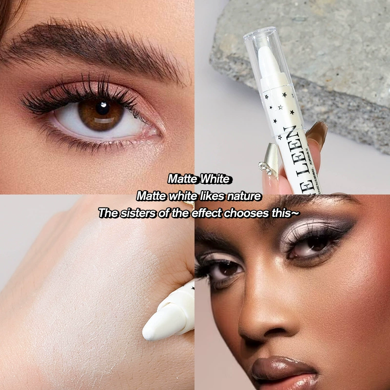 Осветляющий карандаш для теней — матовый и жемчужный хайлайтер, белый, естественный финиш, в цветной коробке