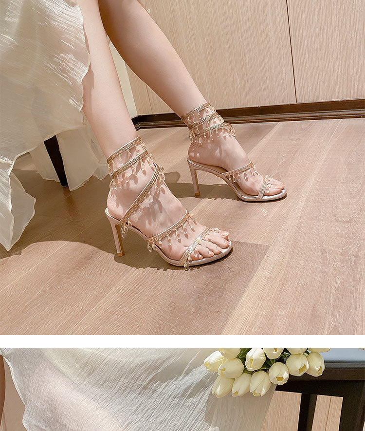 L-108 ciondolo in cristallo intrecciato a forma di serpente con strass, cinturino dritto in stile francese, tacco alto, sandali, versatile_voghion.com