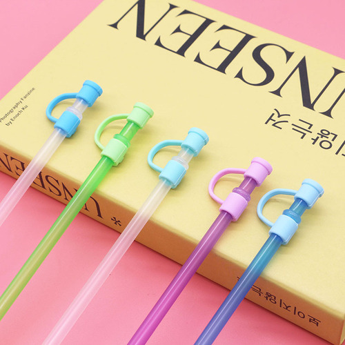 Silicone straw cap solid color straw plug 7-8mm straw dust cap candy color milk tea drink straw cover cross-border
