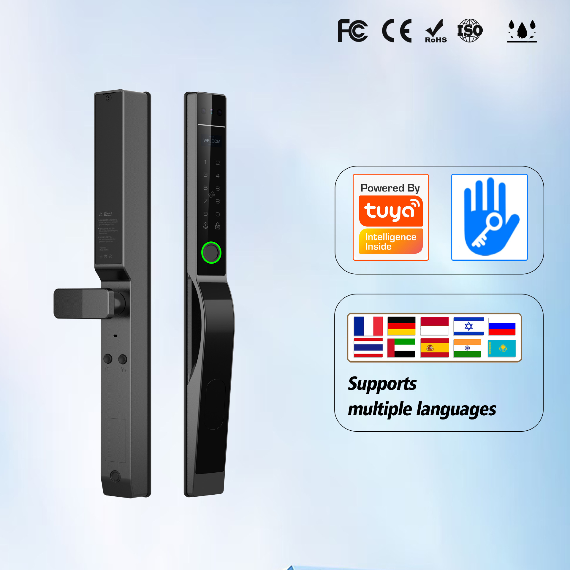 3D人脸全自动户外断桥铝锁指纹密码涂鸦锁窄边门ttlock智能锁掌纹