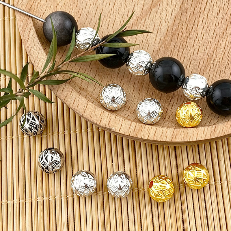 Ball Pattern Beaded Diy Ball Beaded Bracelet Accessories Alloy Hollow Ball Beads Ancient Silver Play Bracelet