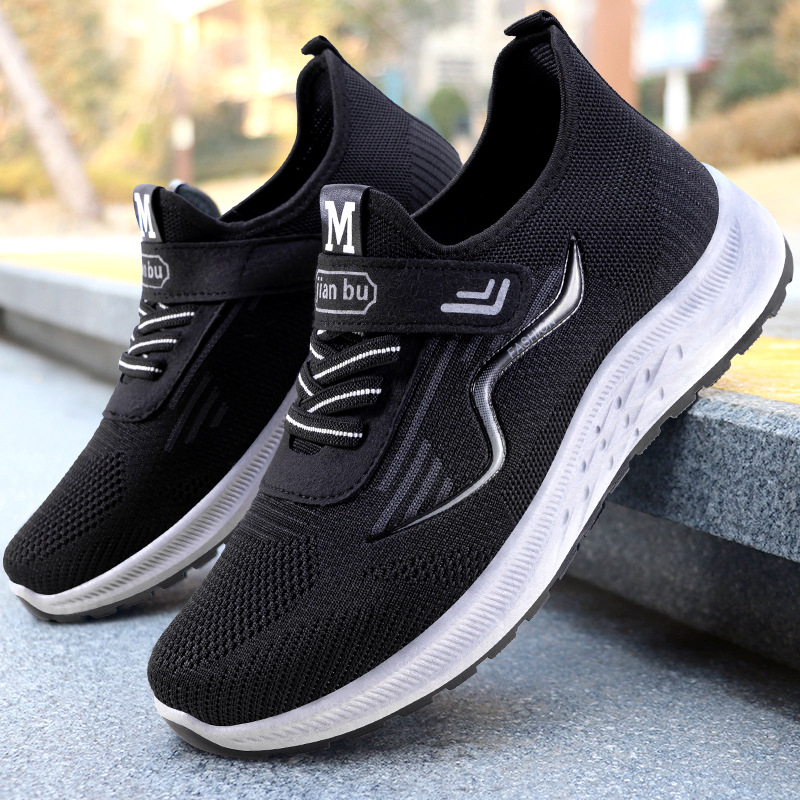 Zapatos sneaker transfronterizo para hombre zapatos de hombre malla transpirable y sin olor zapatos deportivos Velcro zapatos de papá de talla grande