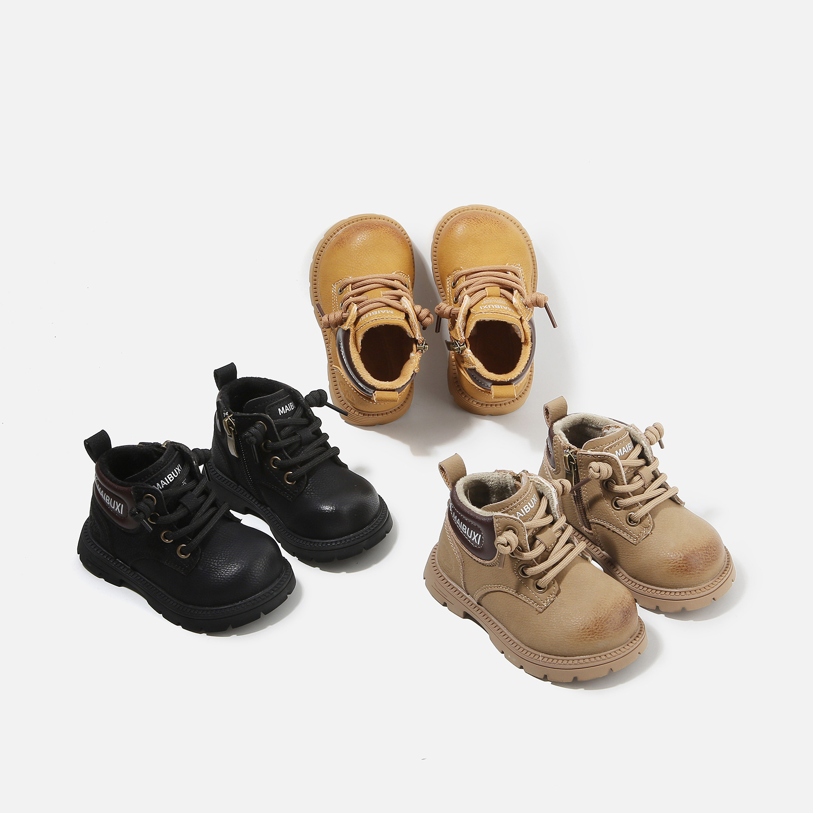 2025 estilo británico para niños botas de terciopelo Martin botas cortas de suela suave botas de algodón antideslizante para niñas zapatos de bebé