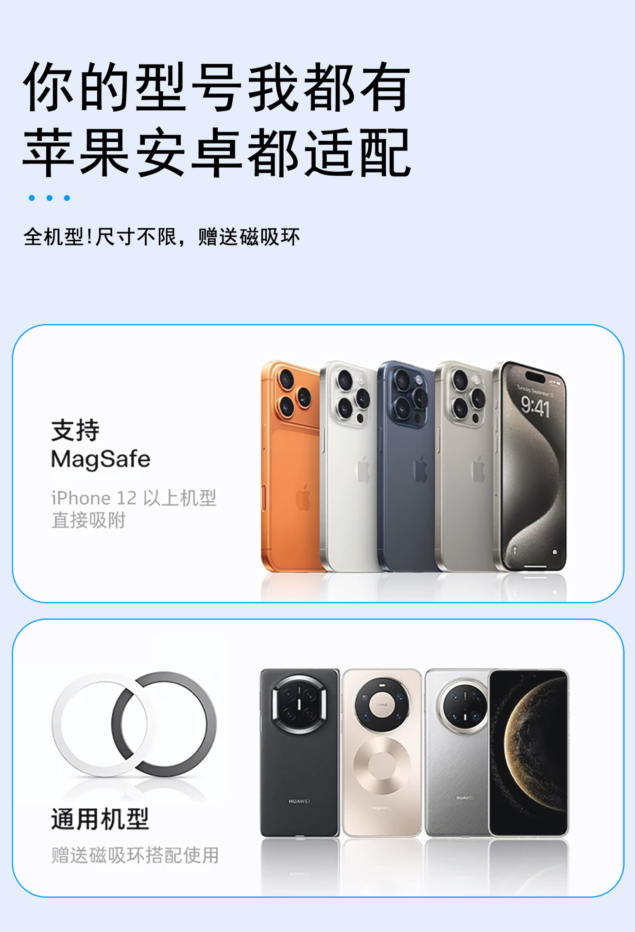 New Zinc Alloy Car Phone Holder with Double-Sided Magnetic Support, Anti-Shake 360° Rotation ° Rotating car phone holder