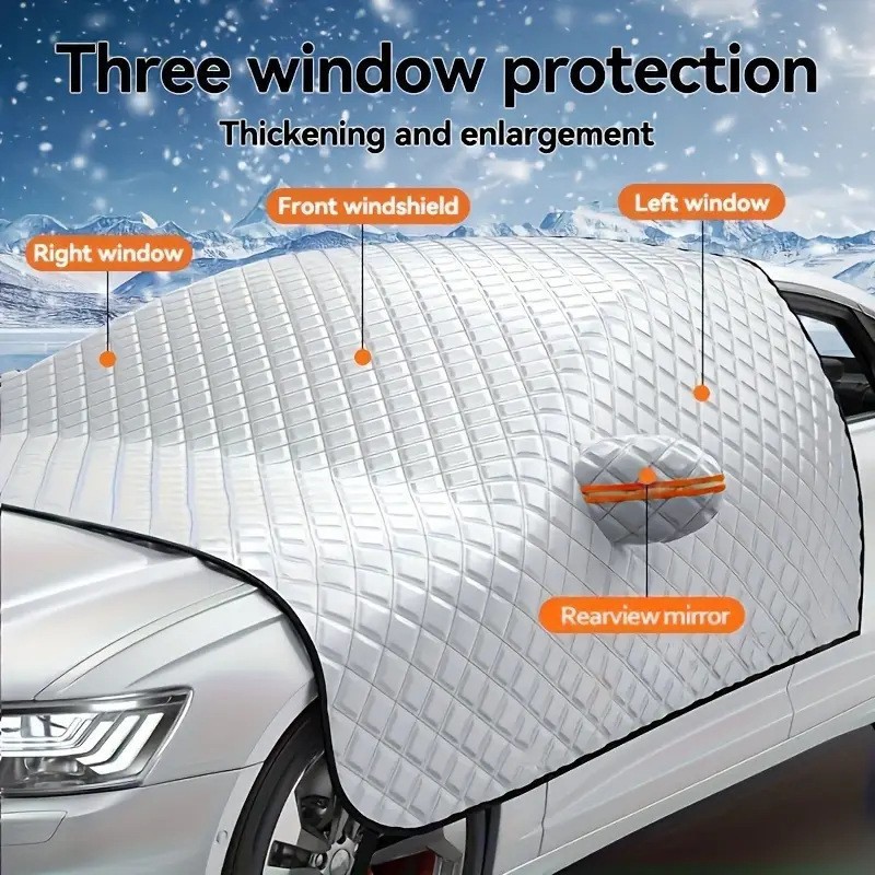 Car Window Snow — Qìchē Car snow shield - white-quilt-half-cover-three-layers-thick