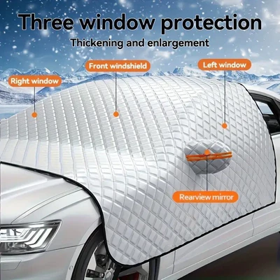 Cover, Pe Sunshade for Car — Car snow shield - white-cotton-quilt-half-cover-three-layers-thick