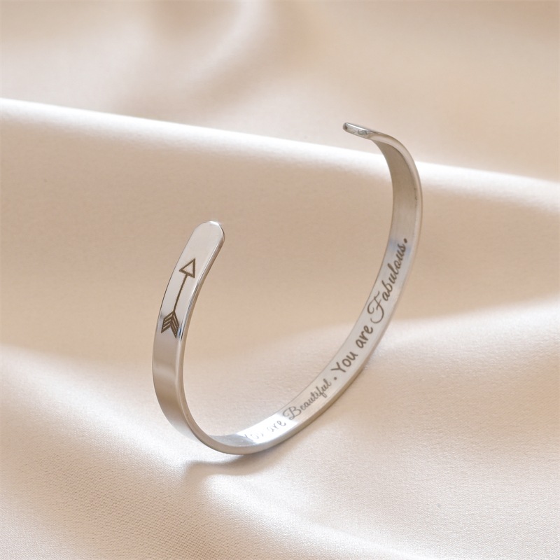 Simple Style Letter Titanium Steel Bangle 1 Piece