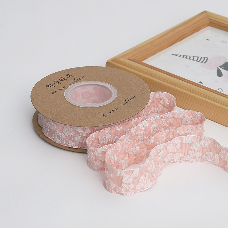 2,5 cm ramo decoración encaje cinta flor embalaje en relieve flor cinta flor tienda Educación material de embalaje al por mayor