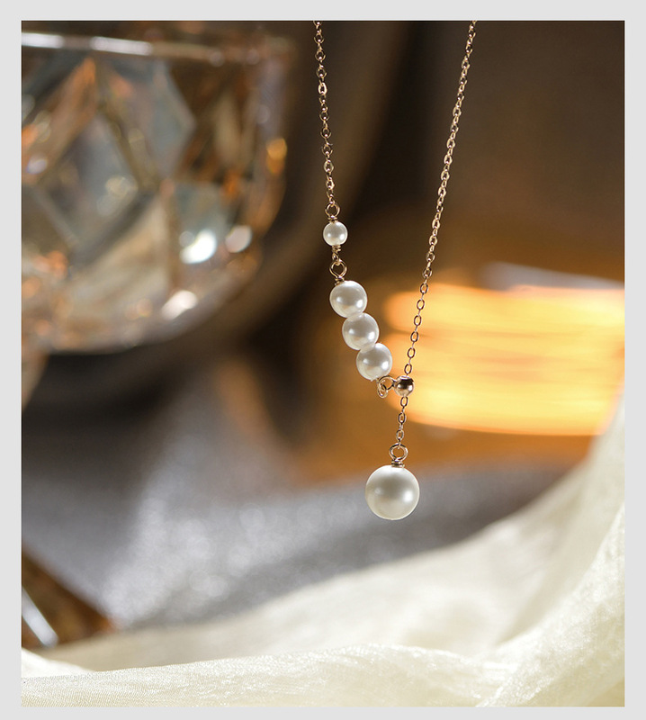 Difeng s999 スターリングシルバー高級パールネックレスニッチロング鎖骨チェーン女性日本と韓国のアクセサリー誕生日ギフトガールフレンド|undefined