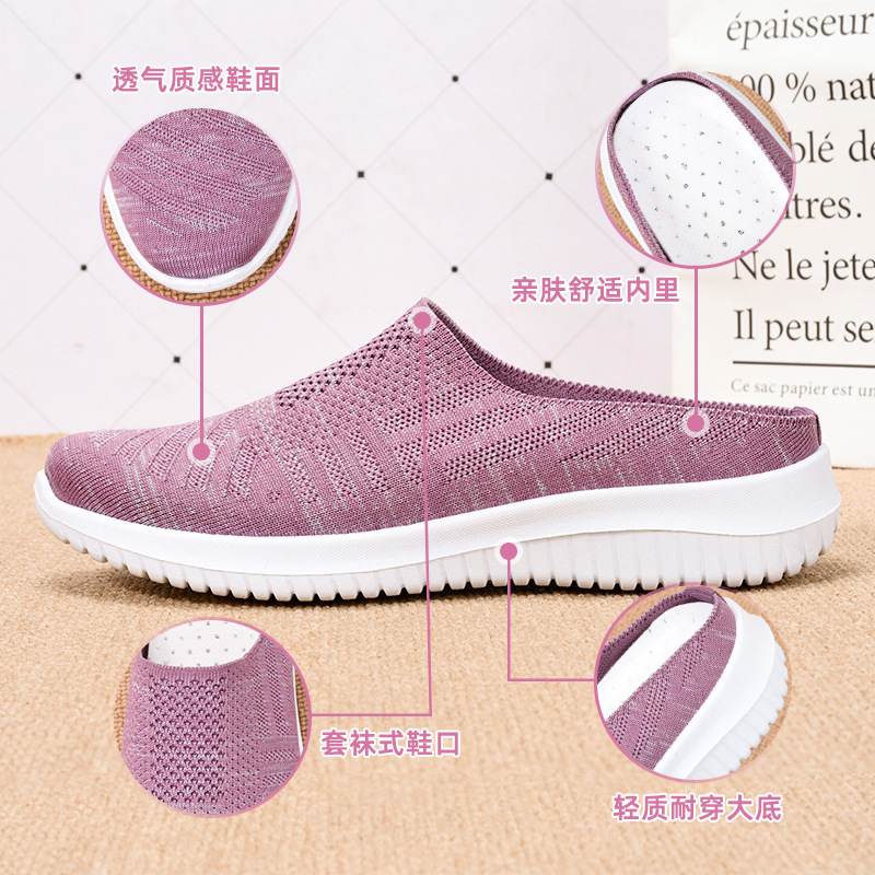 Zapatos de mujer 2024 primavera nuevos zapatos de mujer de comercio exterior transfronterizo más zapatos de tela de tamaño transpirable zapatos tejidos voladores de fondo suave zapatillas Casuales